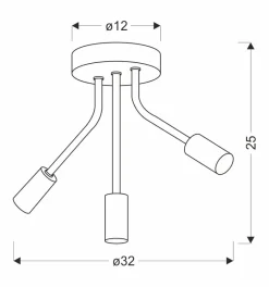 Lampa sufitowa Tiara 3x40W E14 czarny