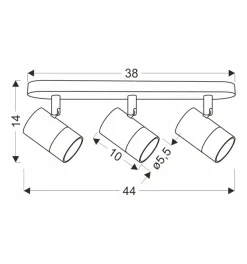 Lampa sufitowa Tobi listwa biały 3x15W  GU10 klosz biały+złoty