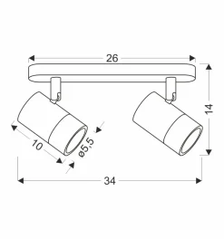 Lampa sufitowa Tobi listwa biały 2x15W  GU10 klosz biały+złoty