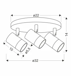 Lampa sufitowa Tobi plafon biały 3x15W GU10 klosz biały+złoty