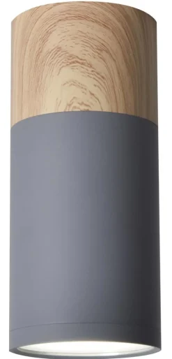 Lampa sufitowa Tuba 1x15W GU10 6,8/15 szary+drewno