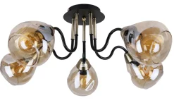 Lampa sufitowa Unica czarny+złoty 5x40W  E27 klosz dymiony