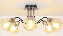 Lampa sufitowa Unica czarny+złoty 5x40W E27 klosz dymiony