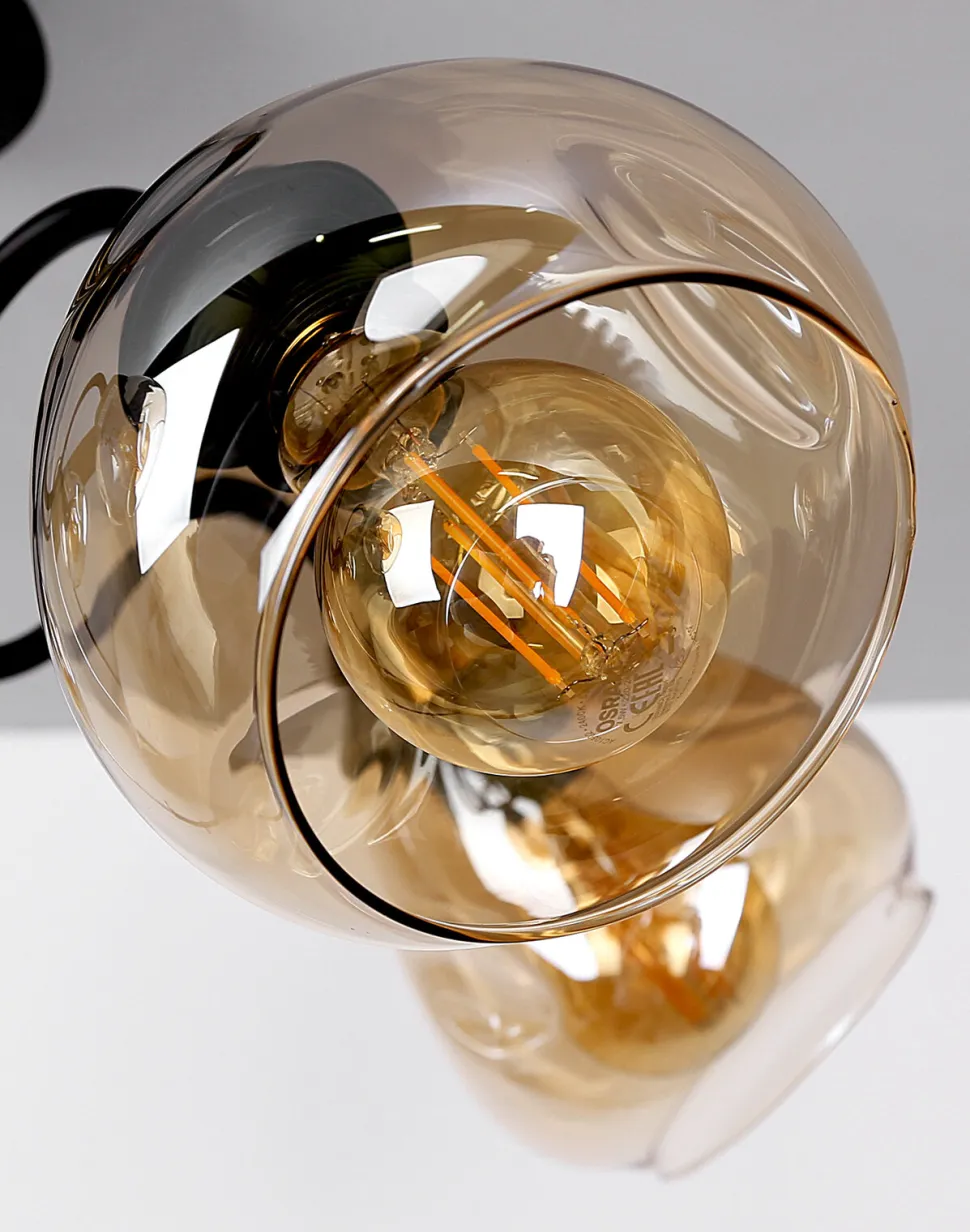 Lampa sufitowa Unica czarny+złoty 5x40W E27 klosz dymiony