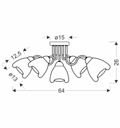 Lampa sufitowa Unica czarny+złoty 5x40W E27 klosz dymiony