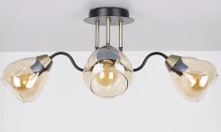Lampa sufitowa Unica czarny+złoty 3x40W  E27 klosz dymiony