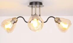 Lampa sufitowa Unica czarny+złoty 3x40W  E27 klosz dymiony