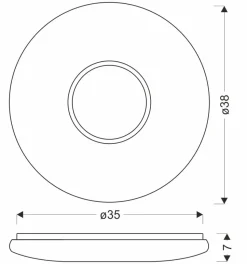 Lampa sufitowa URAN plafon 38cm 24W LED 4000K klosz biały+chromowy