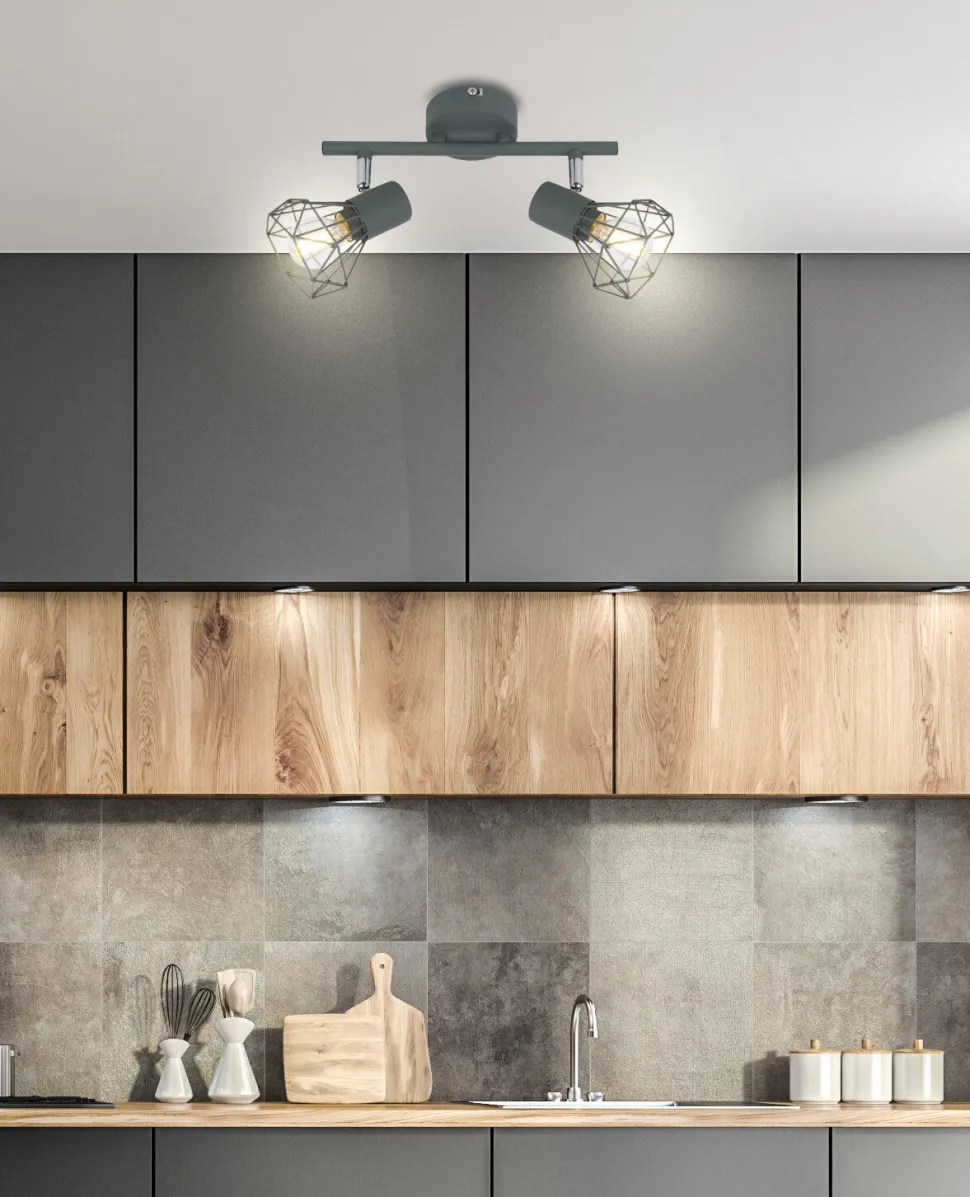 Lampa sufitowa Verve listwa 2x40W E14 matowy szary