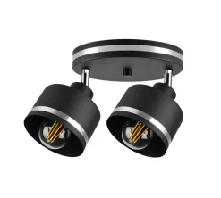 Lampa sufitowa Wama czarny 2x40W E27  klosz czarny+srebrny