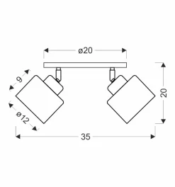 Lampa sufitowa Wama czarny 2x40W E27  klosz czarny+srebrny