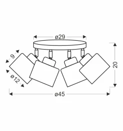Lampa sufitowa Wama czarny 4x40W E27  klosz czarny+srebrny