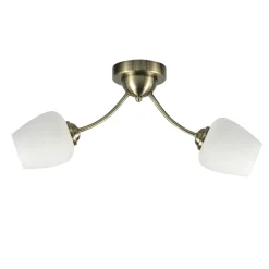 Lampa sufitowa Zina patynowy 2x40 E27 klosz biały