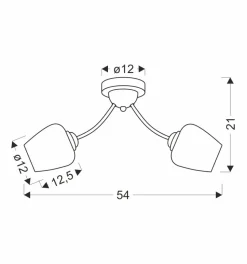 Lampa sufitowa Zina patynowy 2x40 E27  klosz biały