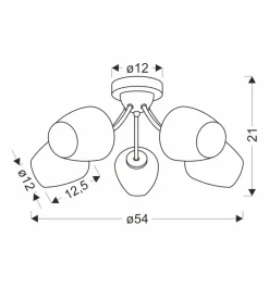 Lampa sufitowa Zina patynowy 5x40 E27  klosz biały
