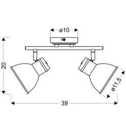 Lampa sufitowa Zumba listwa 2x40W E14  biały+czarny