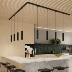 Lampa wisząca, 8 punktowa, system szynowy 3 fazowy, LAGOS czarny