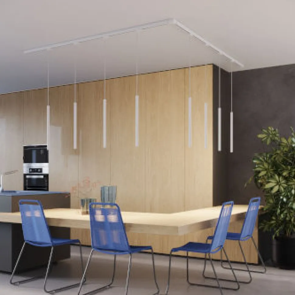 Lampa wisząca, 8 punktowa, system szynowy 3 fazowy, PASTELO biała