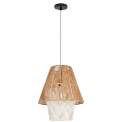 Lampa wisząca Africa 40 czarny 1x40W E27  abażur beżowy+biały