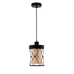 Lampa wisząca Agar czarny 1x60W E27  klosz bursztynowy
