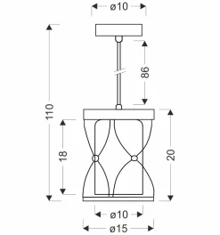 Lampa wisząca Agar czarny 1x60W E27  klosz bursztynowy
