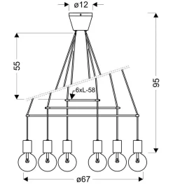 Lampa wisząca Alto 6x40W E27 czarny  matowy