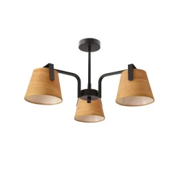 Lampa wisząca Amberg czarny 3x40W E14  abażur żółty