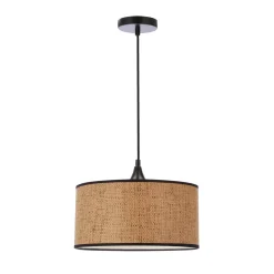 Lampa wisząca Anaka czarny 1x40W E27  abażur plecionka beżowo-brązowa