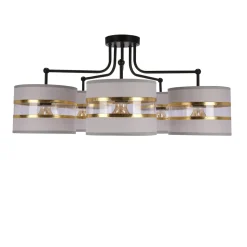 Lampa wisząca Andy czarny 5x40W E27  abażur szary+złoty