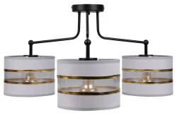 Lampa wisząca Andy czarny 3x40W E27  abażur szary+złoty