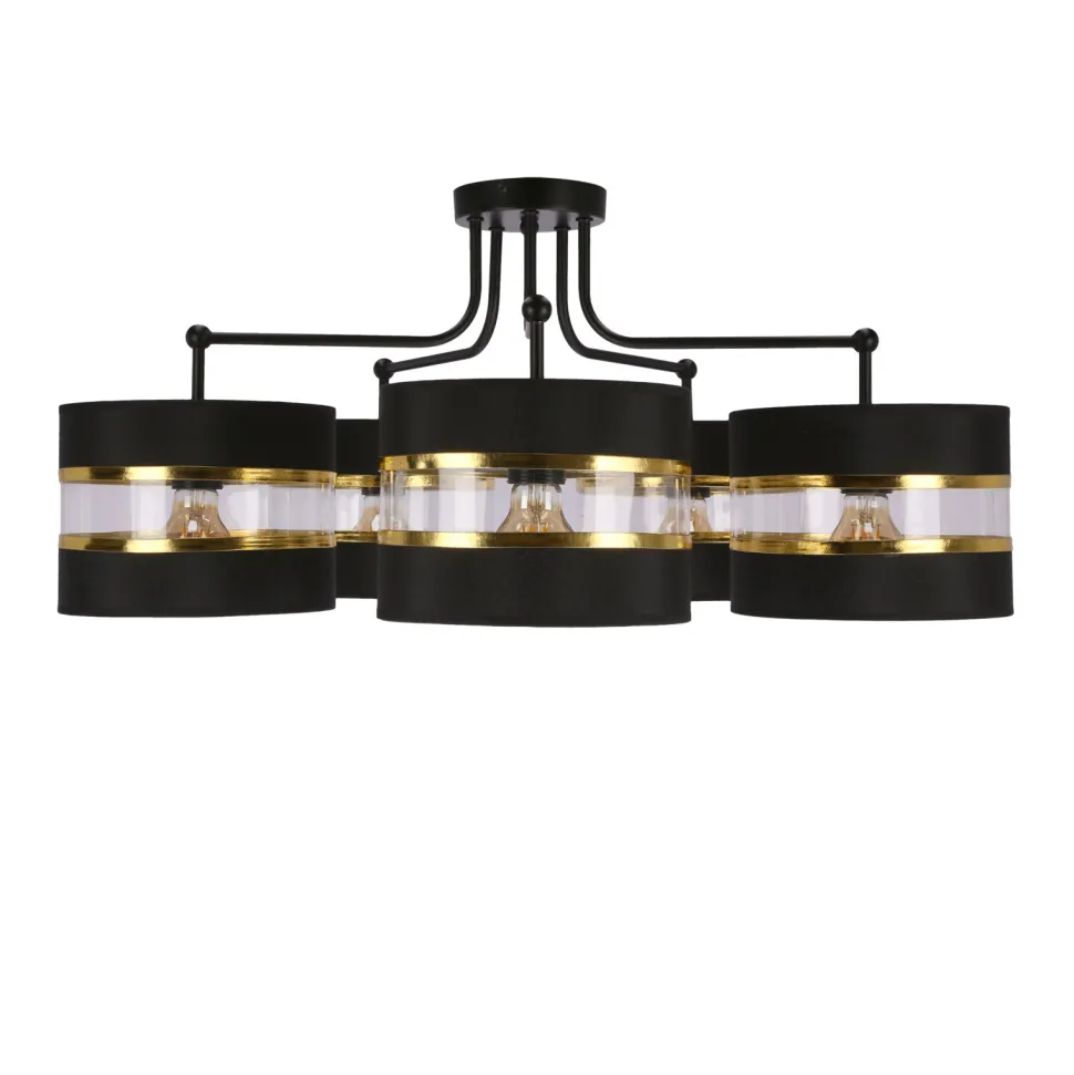 Lampa wisząca Andy czarny 5x40W E27 abażur czarny+złoty