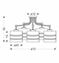Lampa wisząca Andy czarny 5x40W E27  abażur czarny+złoty