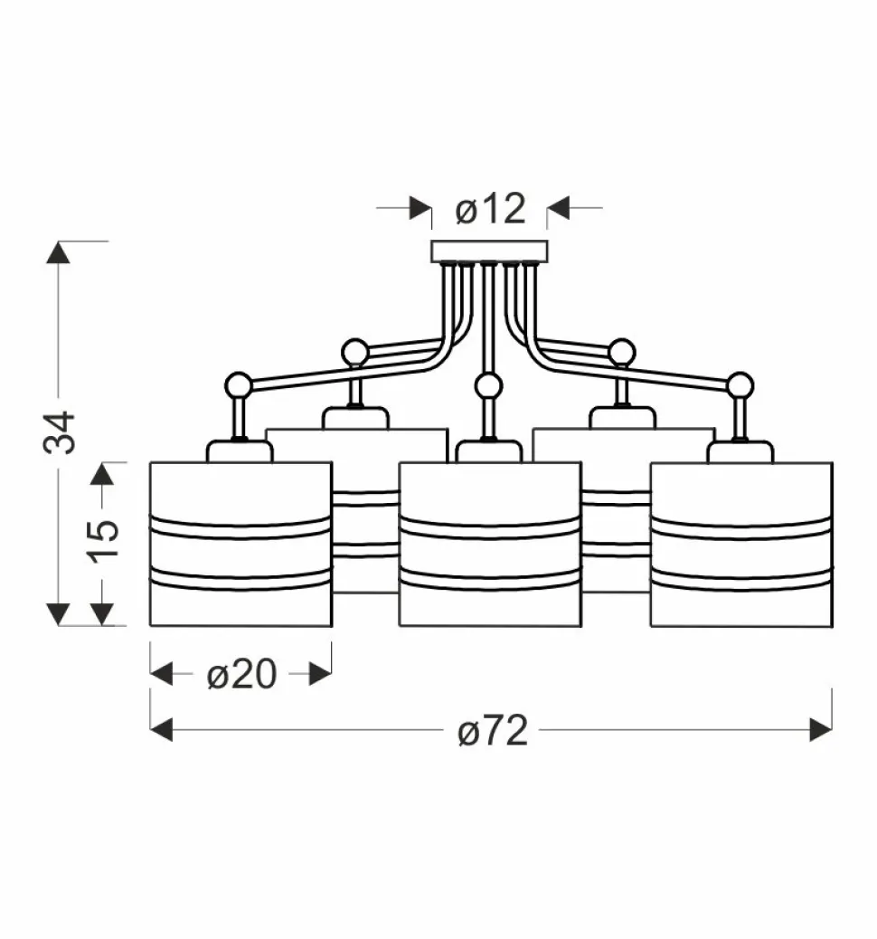 Lampa wisząca Andy czarny 5x40W E27 abażur czarny+złoty