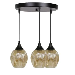 Lampa wisząca Aspa czarny talerz 3x40W E27 klosz brązowy