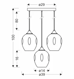 Lampa wisząca Aspa czarny talerz 3x40W E27 klosz brązowy