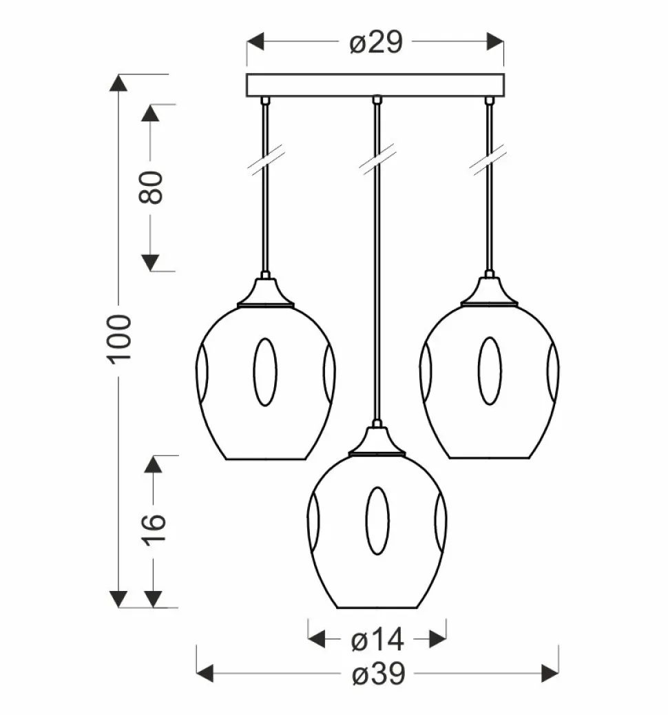 Lampa wisząca Aspa czarny talerz 3x40W E27 klosz brązowy