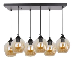 Lampa wisząca Aspa czarny 6x40W E27 klosz brązowy
