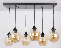 Lampa wisząca Aspa czarny 6x40W E27  klosz brązowy