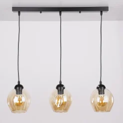 Lampa wisząca Aspa czarny 3x40W E27 klosz brązowy