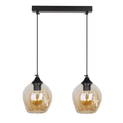 Lampa wisząca Aspa czarny 2x40W E27 klosz brązowy