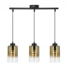 Lampa wisząca Aspra czarny 3x60W E27  klosz bursztynowy