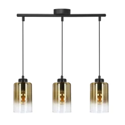 Lampa wisząca Aspra czarny 3x60W E27 klosz bursztynowy
