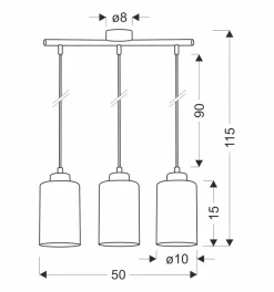 Lampa wisząca Aspra czarny 3x60W E27  klosz bursztynowy