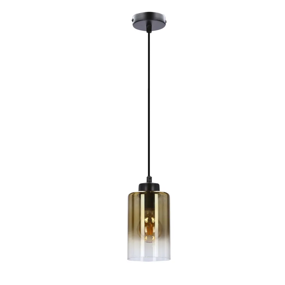 Lampa wisząca Aspra czarny 1x60W E27 klosz bursztynowy