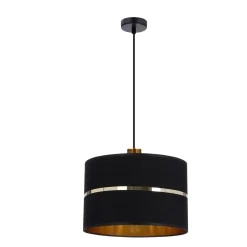 Lampa wisząca Assam czarny+złoty 1x60W E27 abażur czarny+złoty pasek