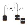 Lampa wisząca Assam p czarny+złoty 3x60W  E27 abażur czarny+złoty pasek