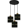 Lampa wisząca Assam talerz czarny+złoty  3x60W E27 abażur czarny+złoty pasek