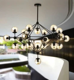 Lampa wisząca ASTRIFERO-21 bursztynowo czarna 165 cm