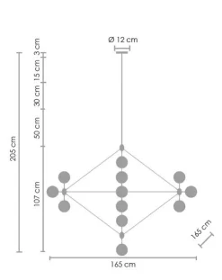 Lampa wisząca ASTRIFERO-21 bursztynowo czarna 165 cm