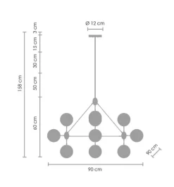 Lampa wisząca ASTRIFERO-10 transparentno  czarna 90 cm